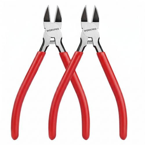 Image of WORKPRO 2 Pack Wire Cutters, 6 Inch Precision Flush Cutters, Side Cutters | 2-Piece Diagonal Cutters with Carbon Steel, Ergonomic Handles for Crafts, Jewelry Making, Electronics, 3D Print, Floral