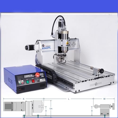 Enhanced version 4 axis 6040 cnc router woodworking engraving machine with Linear guide rails+heavy-duty aluminum extrution + tank cnc engraver for metal milling drilling and caving machine
