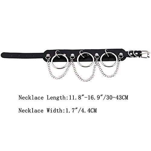 Kiwochy Breit Lederhalsband Halskette Damen Leder Choker mit Leine Ketten O Ring Metall Ring Halsband Lederhalsband Gotik Punk Lederhalsband Choker Spike Niete Kragen Halsketten Männer