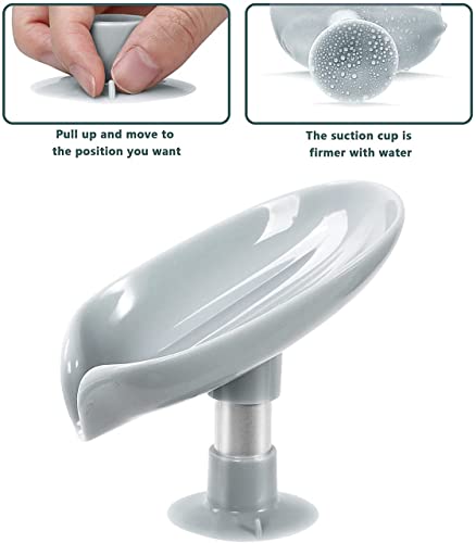 Image of Techno Vibes Solution Leaf-Shape Self Draining Soap Dish Holder Easy Clean Soap Dish for Shower with Suction Cup Creative soap Box, for Bathroom, Kitchen, Bathtub, Wash basins.(1 Pcs)