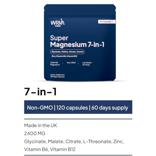 Magnesium Glycinate 7 in 1-2400mg Magnesium Supplements to Support Stress Relief, Sleep, Heart Health, Nerves, Muscles, and Metabolism* - with Magnesium Citrate, Malate, Taurate - 120 Capsules - Image 5