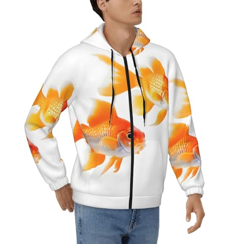 Sweat zippé homme épais contre le froid motif poissons dorés coupe confort S-3XL