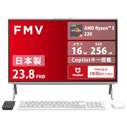 FMV �x�m�� �f�X�N�g�b�v�p�\�R�� ��̌^ ���{�� Desktop F WF1-L1 (Copilot�L�[����/Win 11/23.8�^/AMD Ryzen 5/16GB/SSD 256GB/�X�[�p�[�}���`�h���C�u/Office�Ȃ�) AZ_WF1L1_