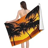 Fgwaauh Draps de bain Jumbo en microfibre ultra douce pour salle de bain - 81,3 x 132,1 cm - Serviettes épaisses et super absorbantes - Sunset Coconut Trees