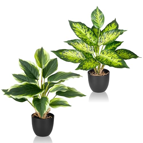 2 Pezzi Piante Artificiali da Interno con Vasetto, Pianta Finta per Decorazione Casa, Colori Vivaci e Resistenti allo Scolorimento, Piante Finte Grandi 41cm per Bagno, Ufficio, Scrivania, Soggiorno
