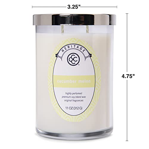 Colonial Candle Cucumber Melon Scented Jar Candle, Heritage Collection, 2 Wick, 11 Oz - Up To 80 Hours Burn #TOP5