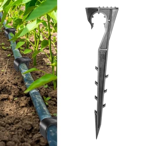 Kit 50 100 Picchetti di Ancoraggio Ferma Tubo Ala Gocciolante da 16 e 20 mm | Supporto Tubo Irrigazione | Tubo Giardino, Orto e Irrigazione a goccia | Picchetto in plastica nero | Made in Italy (50)