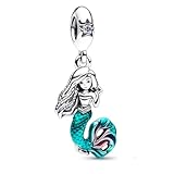 ZWiZ Little Mermaid Ariel Dangle Charm for Women Bracelets and Necklaces 925 Sterling Silver,Jewelry Beads DIY Gifts