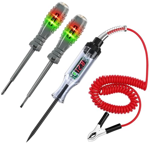 Circuit Tester - 3-120v Dc Car Truck Voltage Tester With LED Digital Test Light Retractable Spring Wire and Crocodile Clip, Voltage Pen, Battery Probe Pen for Automotive, Fuse, Wiring Circuit Checking
