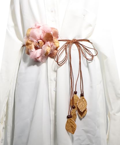 NIDMIDO Women Braided Waist Belt Bohemian Woven Waist Rope Flower Tassels Waist Accessories for Dress2