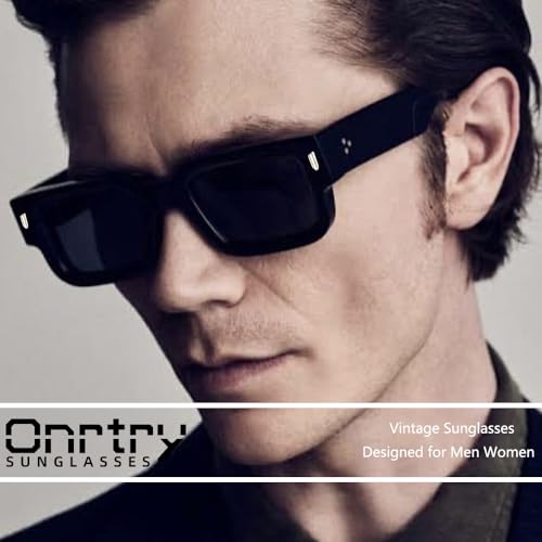 Onrtry Square Frame Sunglasses for Men Women Chunky Rectangle Sun Glasses Black Shades2