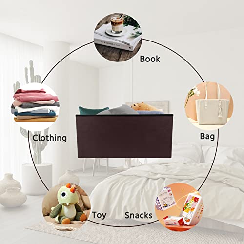 Ecomex 30 Inch Storage Ottoman, Folding Storage Ottoman Bench With Foam Padded Seat, Storage Bench And Faux Leather Ottoman Foot Rest For Bedroom And Hallway Support 600Lbs Brown 1Pc #TOP1