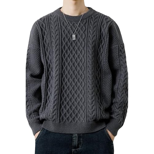 Suéter de punto torcido masculino para lucir casual y abrigado en tus citas de invierno