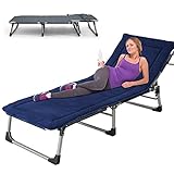 FICISOG 4-Fold Folding Outdoor Chaise Lounge Chair,Reclining Patio Chairs for Sun Tanning,Portable Sleeping Camping Cot for Adult,Sleeping Chair Perfect for Pool/Beach/Patio/Lawn/Sunbathing