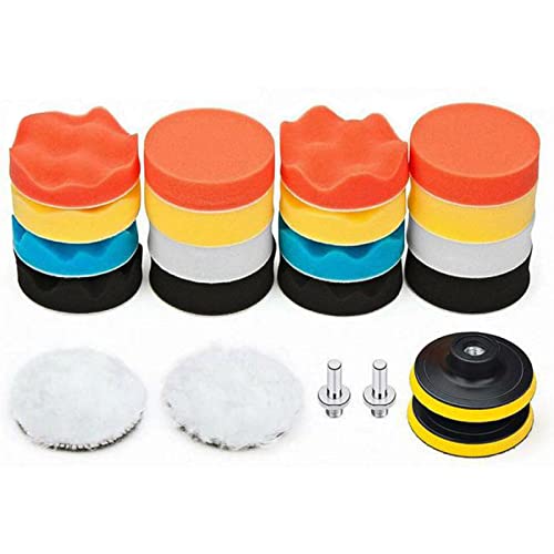 AUTOFACE 22pcs Polishing Pad Kit, 3-Inch Sponge Buffing Pads for Car Foam Drill, Drill Buffer Attachment for Polishing, Waxing, Sanding, Sealing Glaze