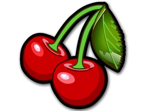 Image of Cherries w Leaf Shaped Sticker (Hot Red Cherry Sexy Cute Funny Vinyl Decal for car Truck Laptop or Water Bottle (3 inch)