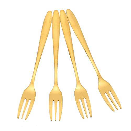 FUNOMOCYA 4pcs Cake Fork Fruit Fork Snacks Forks Escargot Forks Food Pick Forks Mini Forks Appetizer Forks Party Tabletop Forks Gold Dessert Forks Metal Tableware Stainless Steel Golden