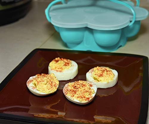 Salbree Egg Bite Mold for Instant Pot Accessories Silicone Instapot Steamer Molds Container for Eggs Meatloaf Vegetables fits Insta Pot Cooker 5qt 6qt 8qt - Built-In Handles & Trivet (aqua)