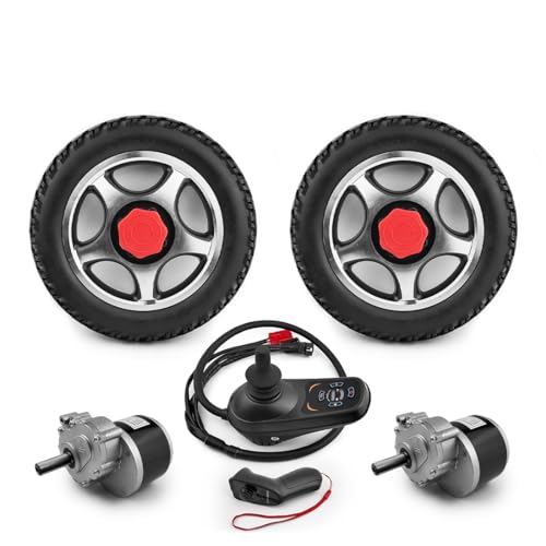 Silla de ruedas eléctrica plegable liviana de 12 pulgadas Kit de conversión de motor de silla de ruedas eléctrica de 24 V 700 W (solid wheel kit remote Joystick Max 7kph)
