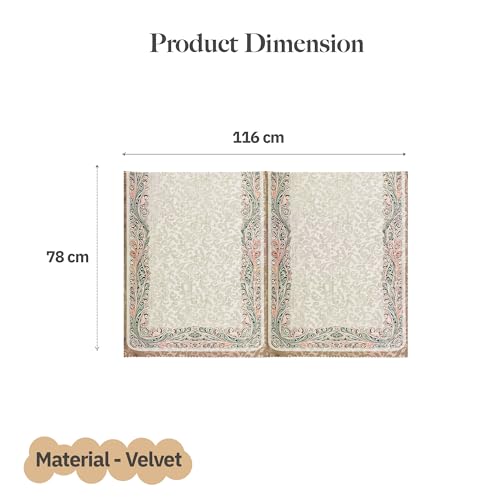 Image of Kuber Industries 2 Seater Sofa Cover | Velvet Slipcover for Living Room | Thick & Cozy | Non-Slip Comfort Sofa Cover Set | Digital Painting Juliet 1186 - Beige & Green