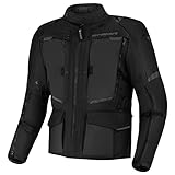 SHIMA HERO 2.0 Motorradjacke Herren - Ganzjährig Motorcycle Touren Cordura Textiljacke mit Wasserdichter Membran Heizung Schicht Schulter Ellbogen und Rückenprotektoren (Schwarz, XL)
