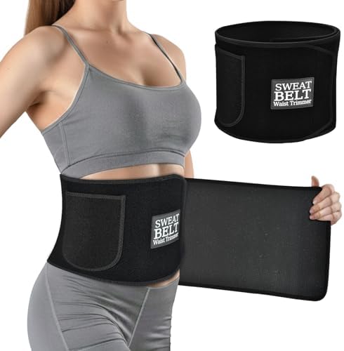 LKV Waist Trainer for Women Lower Belly Fat, Waist Trimmer Sweat Belt for Workout, Neoprene Waist Sweat Band, Stomach Wrap Body Shaper for Women Black
