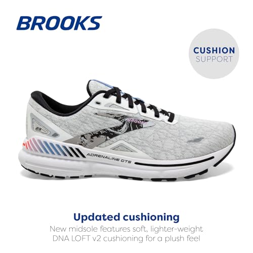 Brooks Brooks Women’s Adrenaline GTS 23 Supportive Running Shoe - White/Black/Orchid Bouquet - 10 Medium