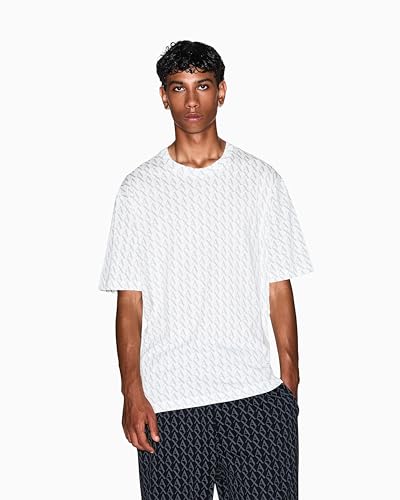 Armani Exchange Men's Essential, all over logo, Regular Fit, biały, L, Off White/Ash, L