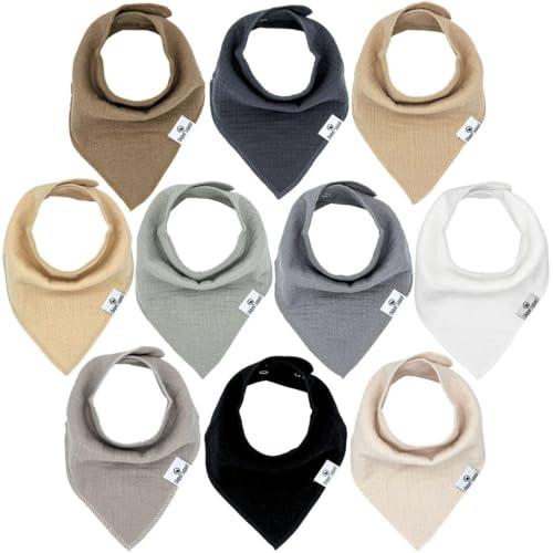 Image of DiaperSquad's 10-Pack Baby Bibs for Drooling and Teething, Bibs for Boys, Baby Girl - Solid Cotton Baby Drool Bibs