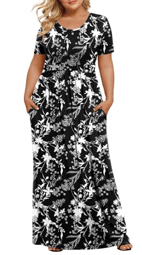 Image of LONGYUAN Women's Plus Size Maxi Dresses Summer Short Sleeve Casual Long Dress 2026 XL-6XL