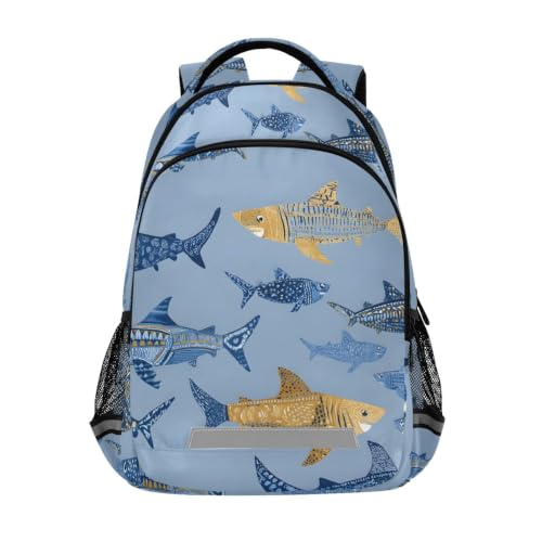 Image of OWFKAY Tuna Fish Blue Kids School Bags Book Bag School Backpack for Boys Girls Children Travel Rucksack Lightweight
