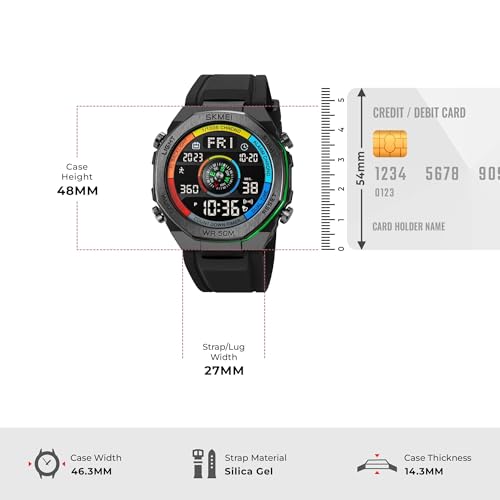 Image of SKMEI Men Watch Compass Pedometer Calories Sport Watch LED Digital Stopwatch Boy Digital Sport Wristwatch