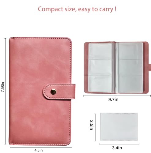 Leather Professional Business Card Holder Book Organizer, 240 Card Slots Capacity Booklet, Premium PU Name Cards Storage Folder with Soft Cover, Credit Card Binder Holder for Men/Women (Pink)