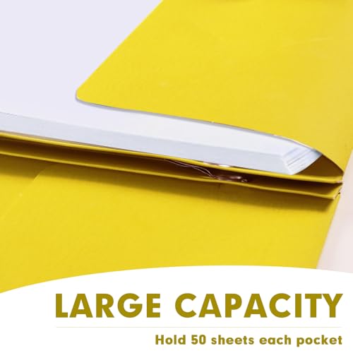 Two Pocket Folders, RAZCC 50 Pack Two Pocket Folders with Prongs, 3 Prong Folders Fit Letter Size Paper, Pocket File Folders for School Office Home Business, Yellow by RAZCC - Image 5