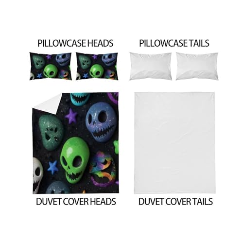 Housse de couette crâne coloré mignon, le cadeau de lit idéal - 4