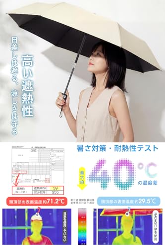 【形状記憶・JIS認証 UVカット率100% 完全遮光】 日傘 3秒でたためる傘 UVカット 遮熱 UPF50+ 晴雨兼用 折りたたみ日傘 ワンタッチ自動開閉 飛び出し防止 耐風撥水 折り畳み 傘 レディース メンズ 男女兼用 日焼け防止 熱中症対策 コンパクト 携帯便利 収納ポーチ付き ギフト (ウォームベージュ) [4]