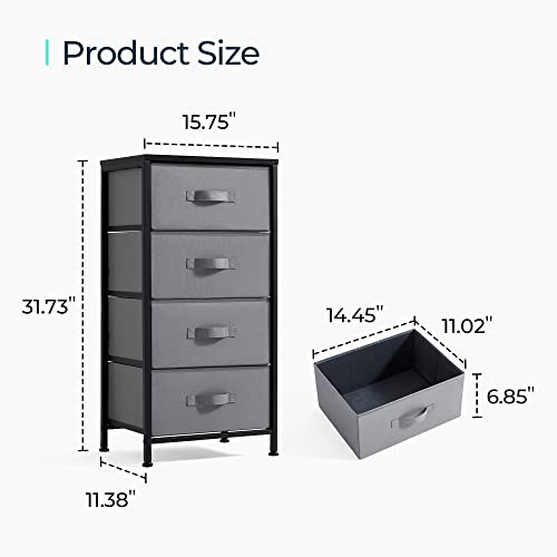 Linsy Home Dresser For Bedroom, Chest Of Drawers With Wood Top, Storage Organizer For Closet, Living Room, Hallway, Entryway, Nightstand With Drawers And Steel Frame, Dark Grey #TOP6