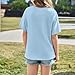 Oversized Tshirts for Girls Letter Print Graphic Tees Drop Shoulder Short Sleeve T Shirts Summer Casual Loose Tops 3-14 Years Light Blue