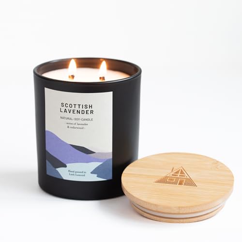 Ocoee House | Luxury Scented Soy Wax Candles. Hand Poured in Loch Lomond, Scotland. Organic & Vegan (+8 Scent Options, x2 Sizes) Scottish Lavender, Double Wick - 760g