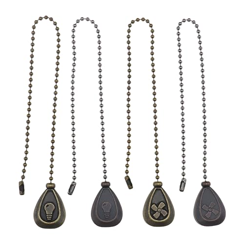 Be In Your Mind 4pcs Ceiling Fan Pull Chain 35cm Home Decorative Pendants for Ceiling Fans Ceiling Light Fixtures Bedside Lamps Zinc Alloy Copper Bronze/Black Pull Chain