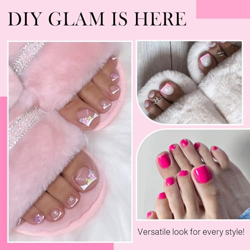 Image of Luckyfairy Square Toe Nail Tips, 504Pcs 15 Sizes Full Cover Press On Toenails for Women, Long Wider Pre-etched Double Matte Fake Toenails for Big Toe Nail Extensions Home DIY Salon Soak Off