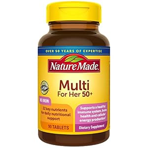 Nature Made Multivitamin For Her 50+ with No Iron, Womens Multivitamin for Daily Nutritional Support, Multivitamin for Women, 90 Tablets, 90 Day Supply