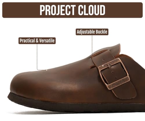 Image of 100% Genuine Leather Slip-on Footbed Clogs for Women - Fall Shoes for Women
