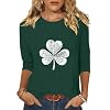 Womens 34 Length Sleeve Tops Crew Neck Basic Tees Shirts Casual Loose Fit Blouses