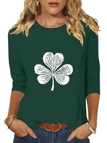 Womens 34 Length Sleeve Tops Crew Neck Basic Tees Shirts Casual Loose Fit Blouses