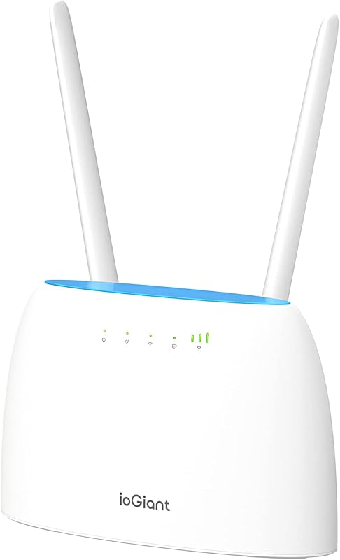ioGiant AC1200 4G LTE Router SIM kártyához - Dual Band WiFi (867Mbps/5GHz, 300Mbps/2.4GHz), 150Mbps letöltési sebesség, 64 eszköz csatlakozt