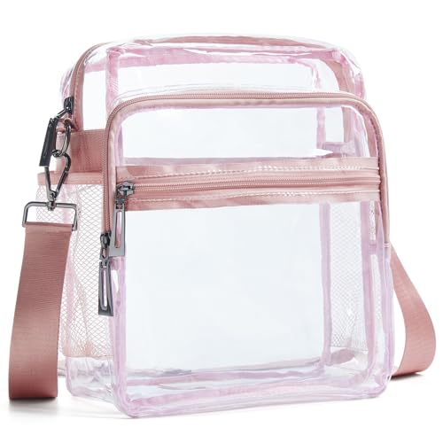 Image of LATMAP Clear Bag for Stadium Events 12x6x12 Clear Purse with 3-Zipper Pockets Crossbody Handbag Tote for Concerts Sports