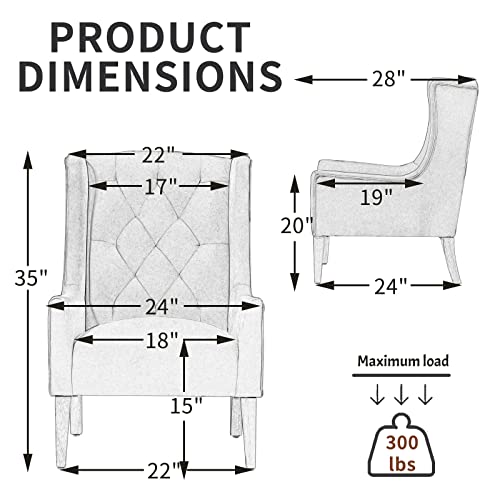 Lovspatio Mid-Century Accent Chair,Button Tufted Velvet Armchair With High-Back Rest,Big Cushioned Seat And Solid Wood Legs For Living Room Bedroom (Orange) #TOP2