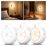 YiaMia Motion Sensor Night Light - 3 Pack, Smart Wireless Closet Lights, 3 Light Colors + Dimming, 3 × AA Battery Operated Indoor Stair Light Suitable for Kitchen, Wardrobe and Hallway
