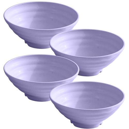 Image of Wheat Straw Salad Bowls Set (900ml) - Large Microwave Safe, Unbreakable & Stackable Bowls for Salad, Pasta, Soup, Ramen - BPA-Free, Eco-Friendly, Lightweight Serving Bowls for Kitchen (4, Purple)